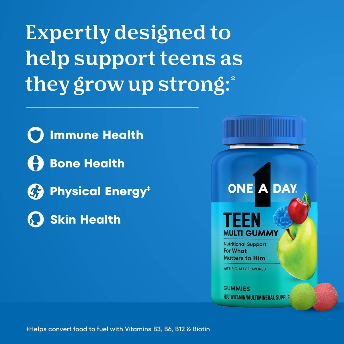 One A Day Teen Multivitamin Gummies for Boys, with B Vitamins – 150ct