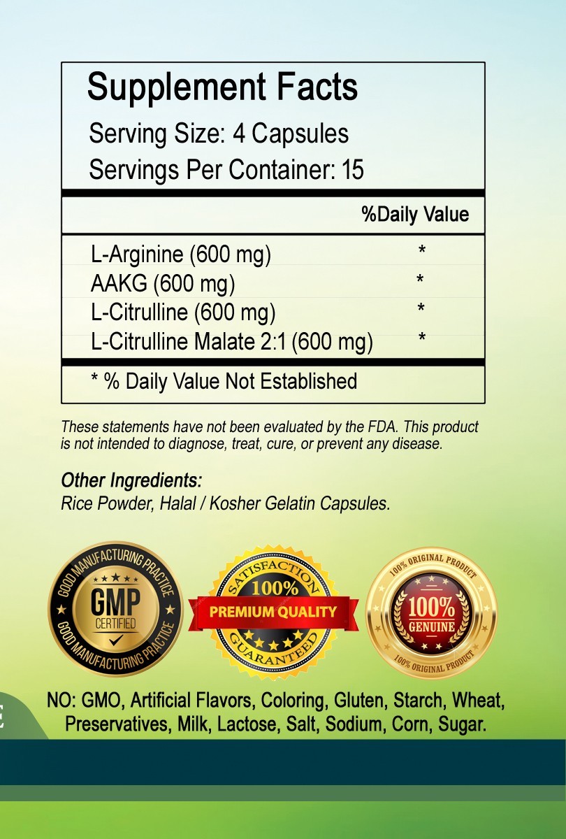 Nitric Oxide Booster Capsules 2400mg Per Serving Best Quality –