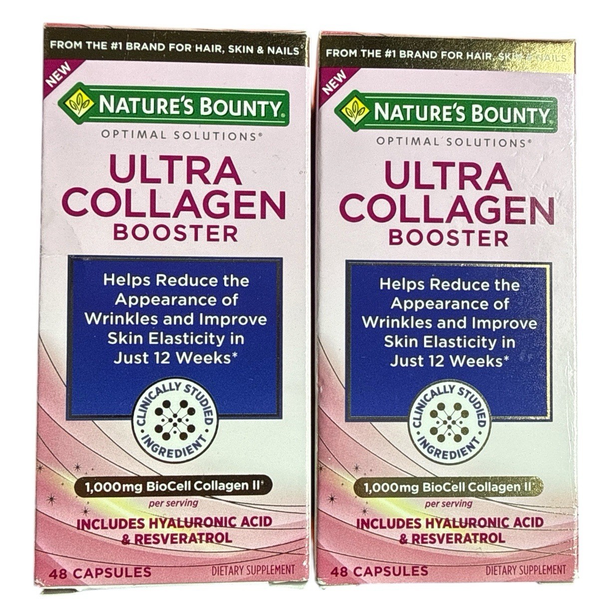 (2)Natures Bounty Optimal Solutions ULTRA COLLAGEN BOOSTER 48 Capsules Ea 11/27+