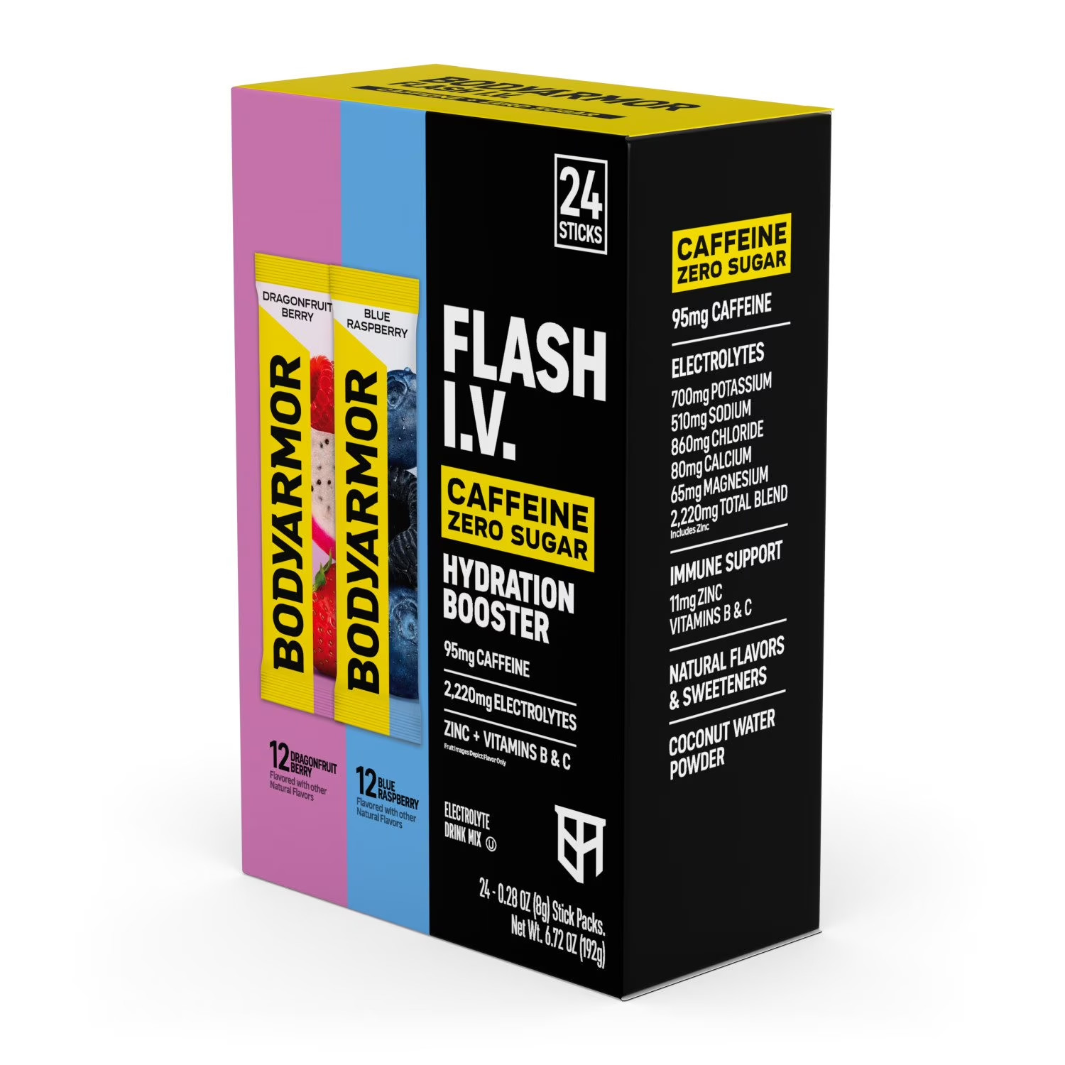BODYARMOR Flash I.V. Caffeine Hydration Powder Sticks Variety Pack 24 Count.