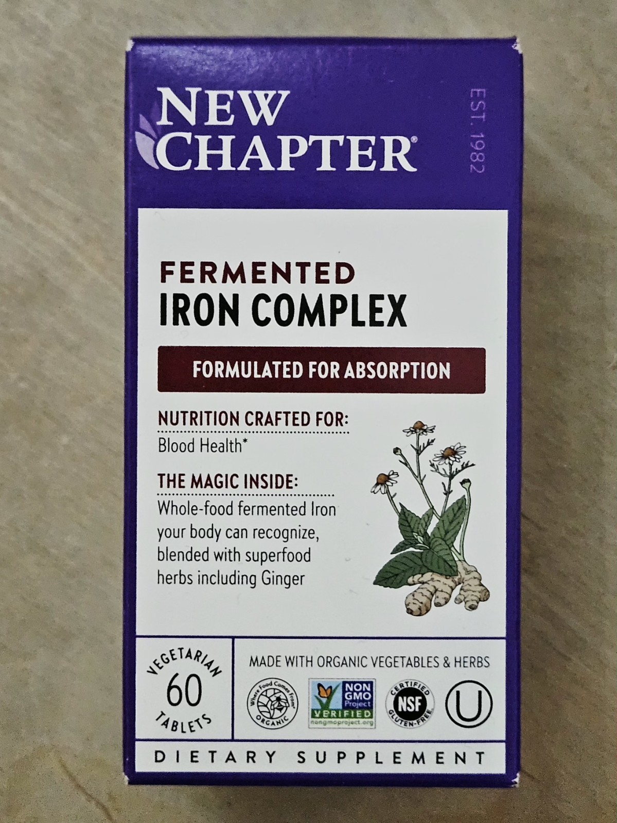 🌞 New Chapter Organics, Fermented Iron Complex, 60 Tablets, Exp: June 2027