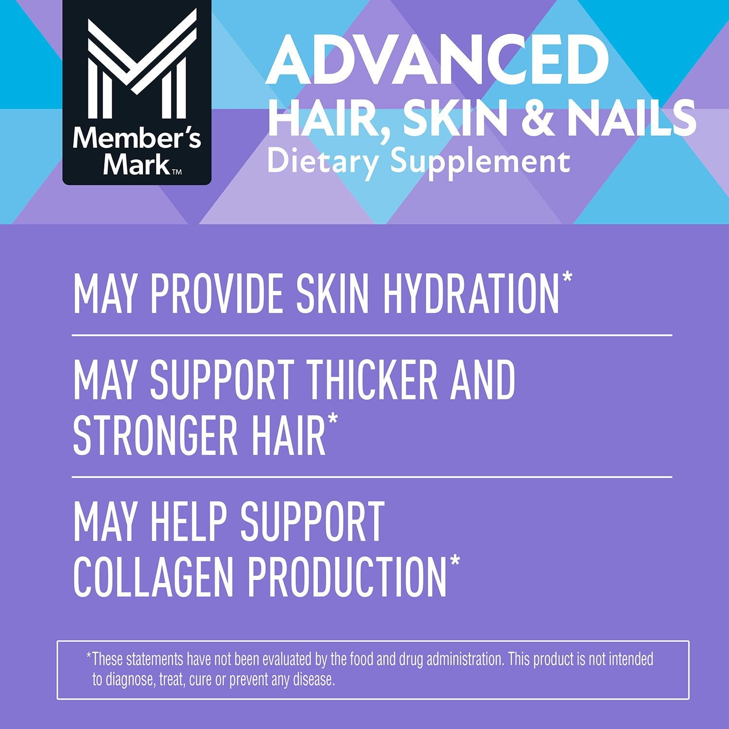 Member’s Mark Advanced Hair, Skin & Nails Softgels, 120 ct. Hyaluronic Acid