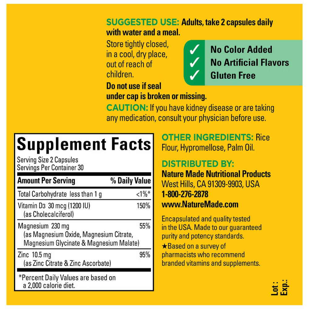 Nature Made Magnesium Complex Capsule – 60ct: Multivitamin, Unflavored