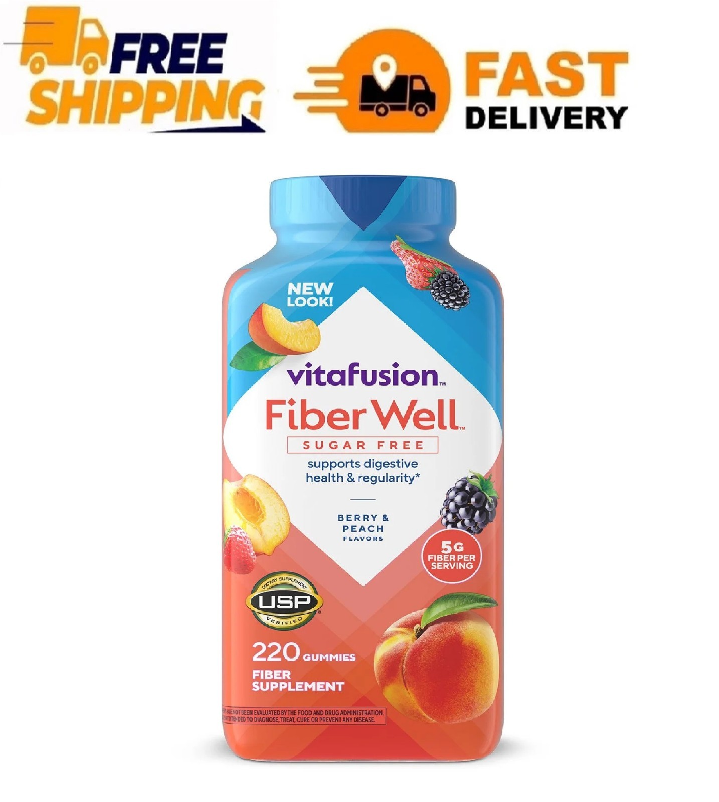 Vitafusion Fiber Well Sugar Free Gummy Vitamin Supplement, 220 ct.