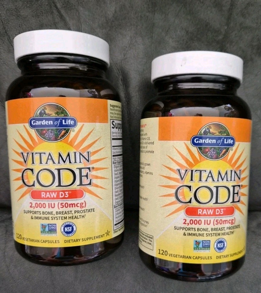 Garden of Life Vitamin Code Raw D3 2,000 Iu (2x 120 VEG CAPS=240) EXP 06/26