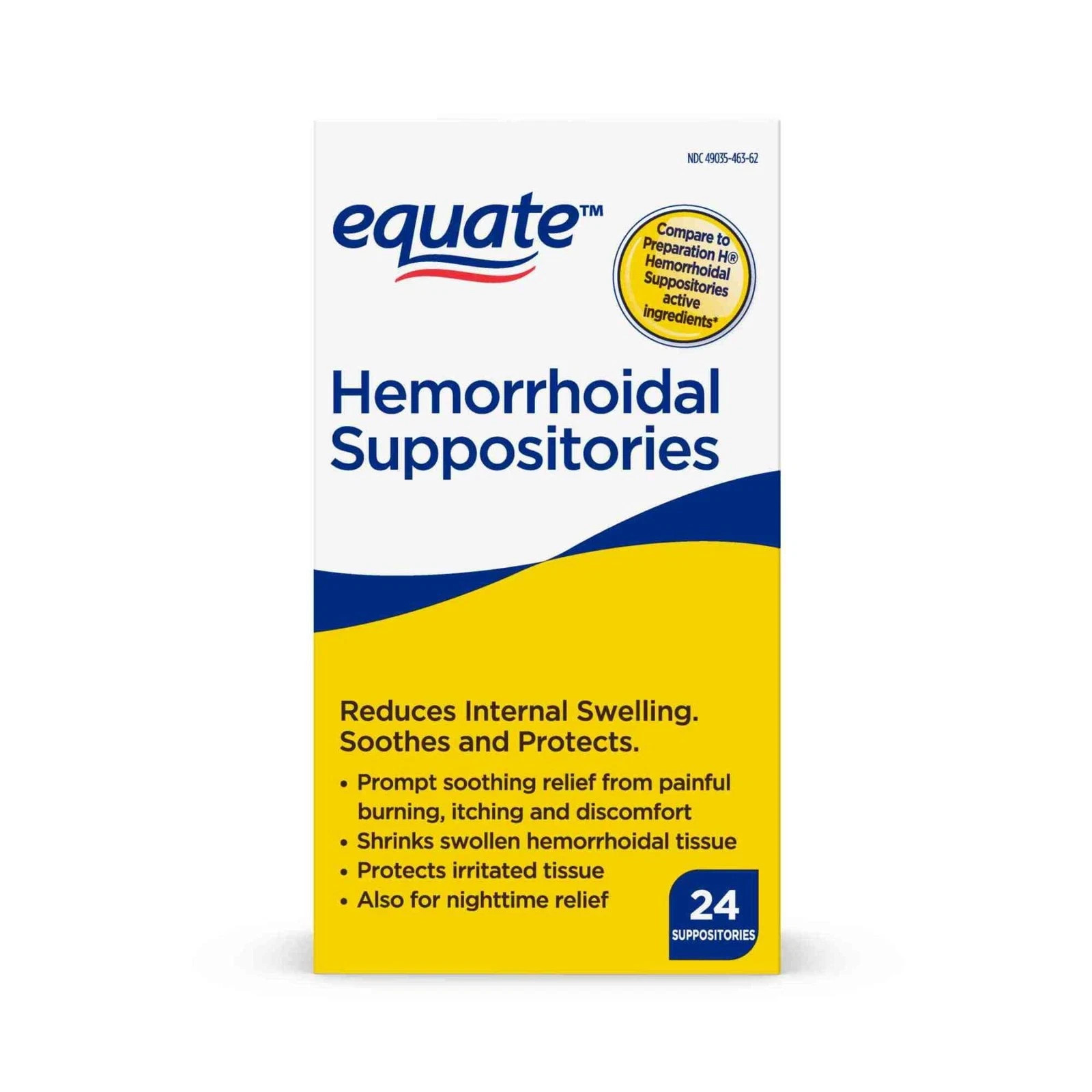 Equate Hemorrhoidal Suppositories 24 Count relief from painful burning itching.