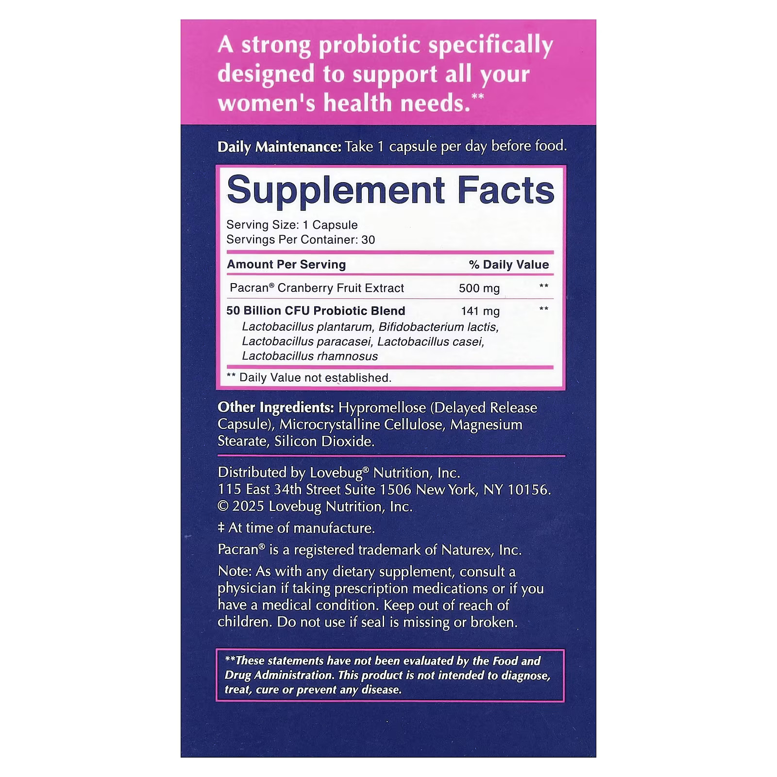 LoveBug Probiotics Probiotic 50 Billion 30 Caps