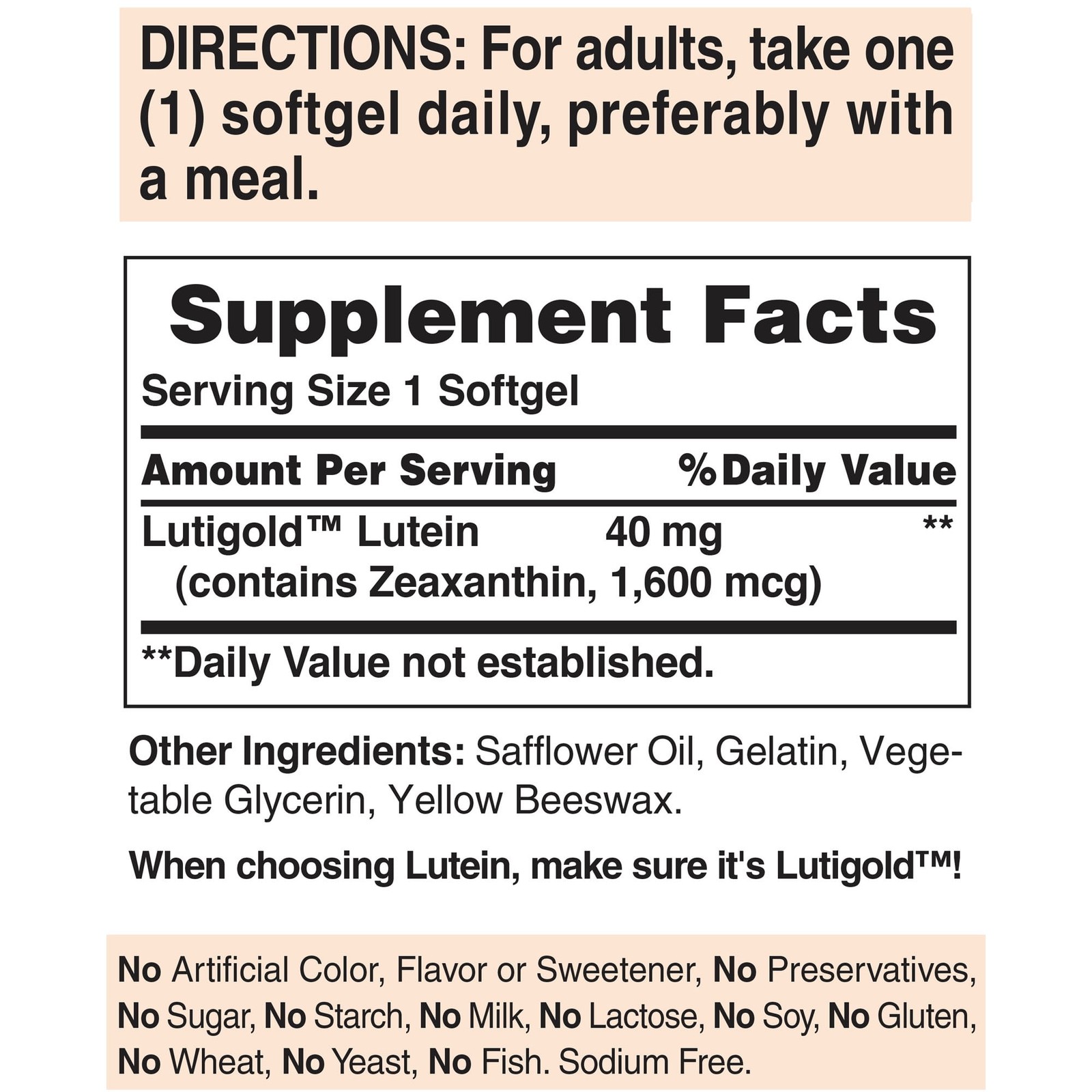 (Pack of 4) Puritan’s Pride 40mg Lutein with Zeaxanthin – 480 Softgels