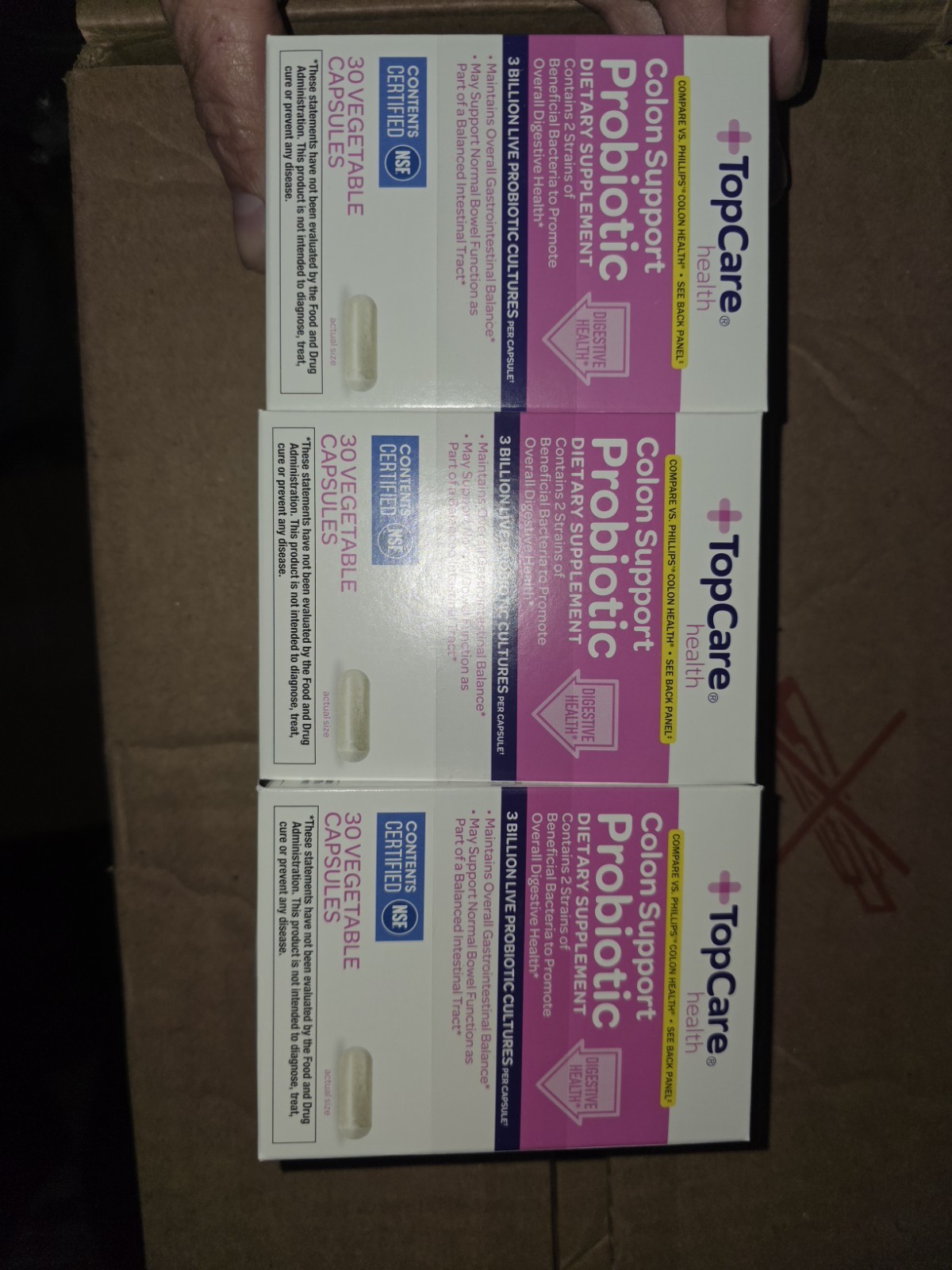 Lot of 3 Top Care Colon Support Probiotic 30 Vegetable Caps Exp Jan 28