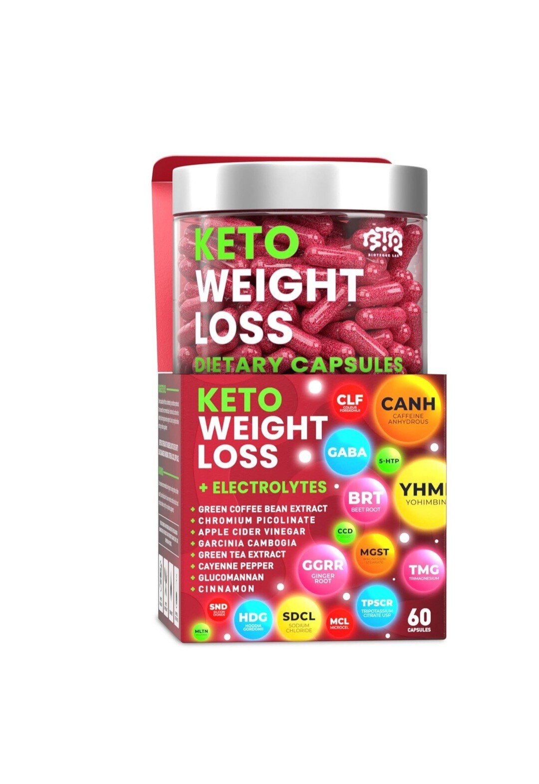 Bioteque Labs Keto Weight Loss + Electrolytes – 60 caps – 03/2027