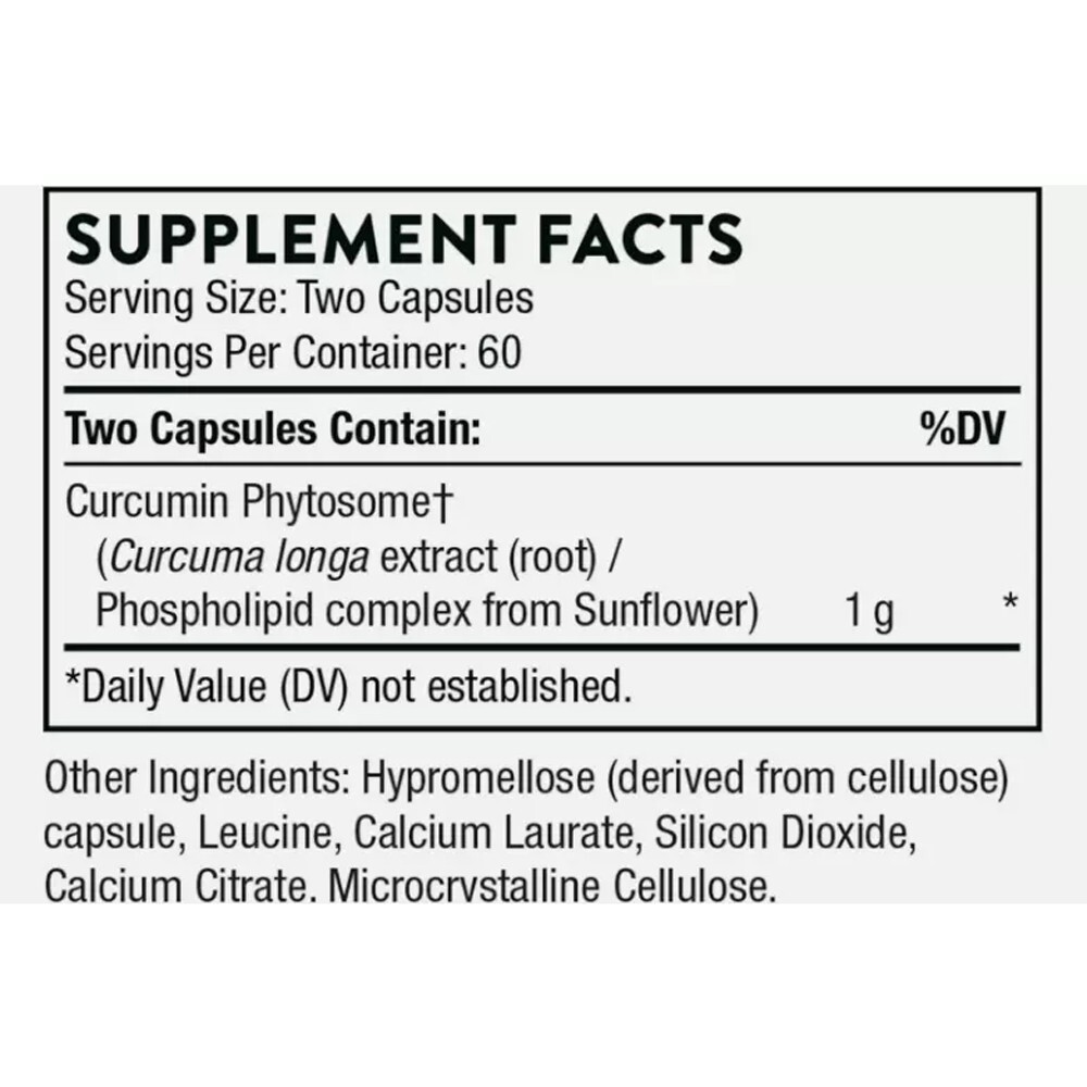 Curcumin Thorne Absorption 1000mg 60 Capsules High Phytosome Supplement New