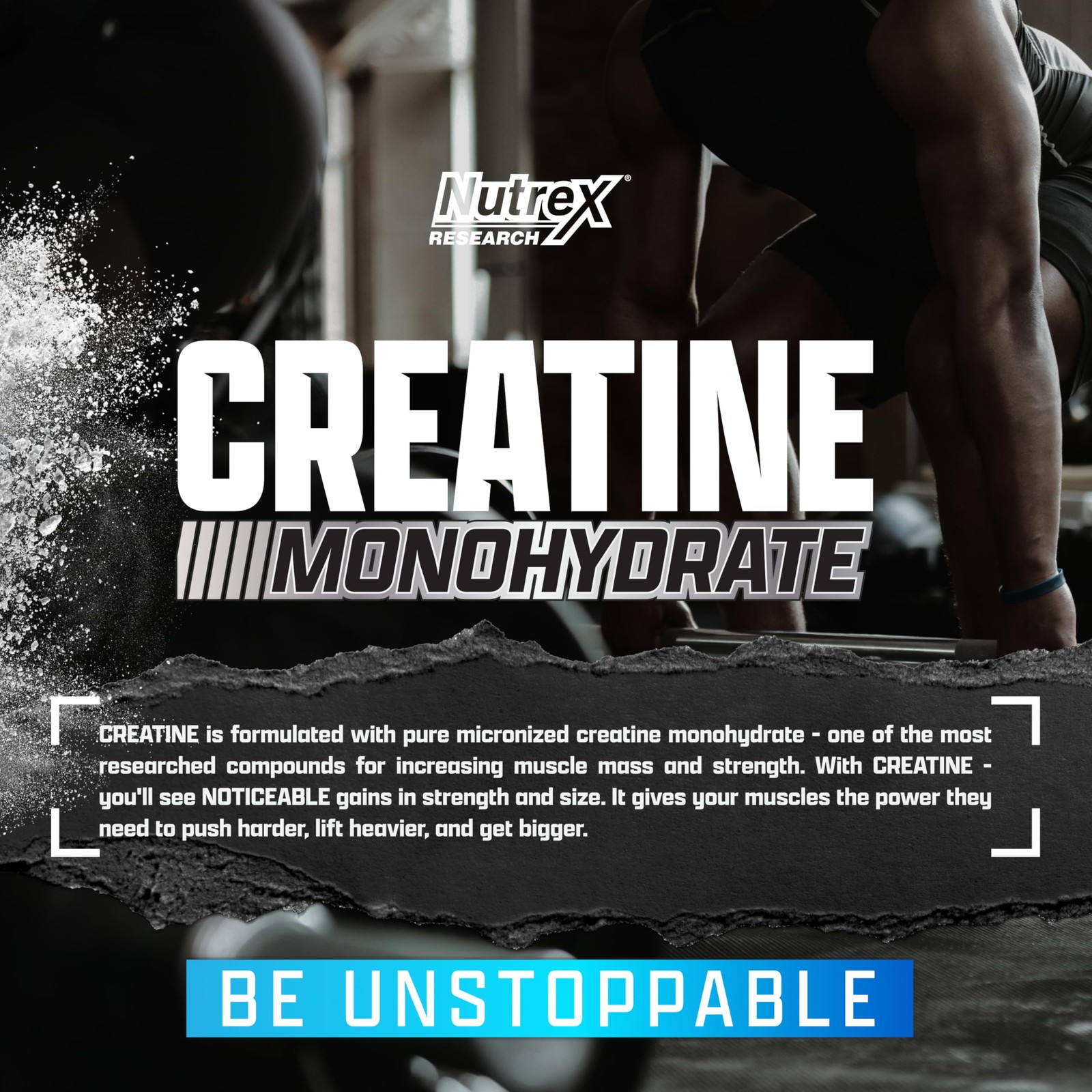 Nutrex Research Creatine Monohydrate 60 Servings (Pack of 1), Unflavored