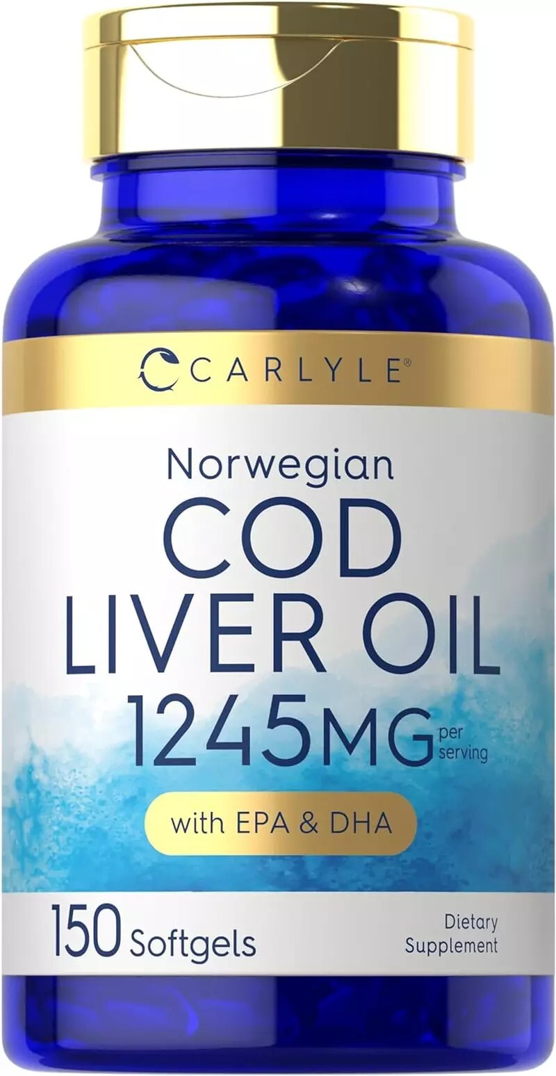Norwegian Cod Liver Oil with EPA & DHA 1245Mg 150 Softgels Liquid Capsules Non-G