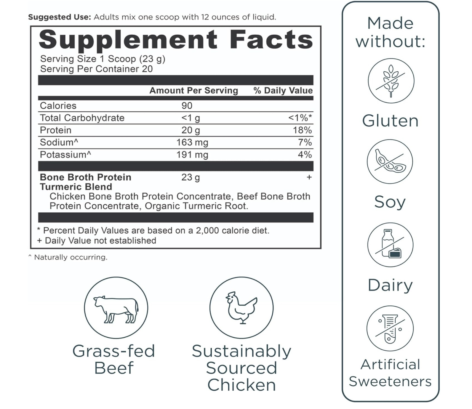 Ancient Nutrition Bone Broth Protein Turmeric – 16.2 oz (20 servings)