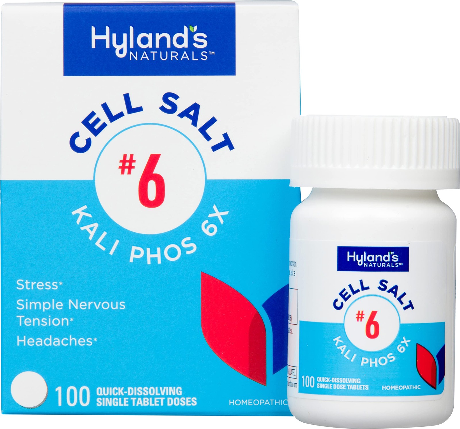 Hyland’s No. 6 Cell Salt Kali Phos 6X Tablets, Relief of Headaches, and Simpl…