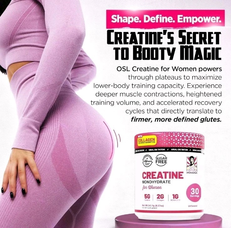 Old School Labs Creatine Monohydrate for Women 243g/8.57oz 30 Servings – BOOTY