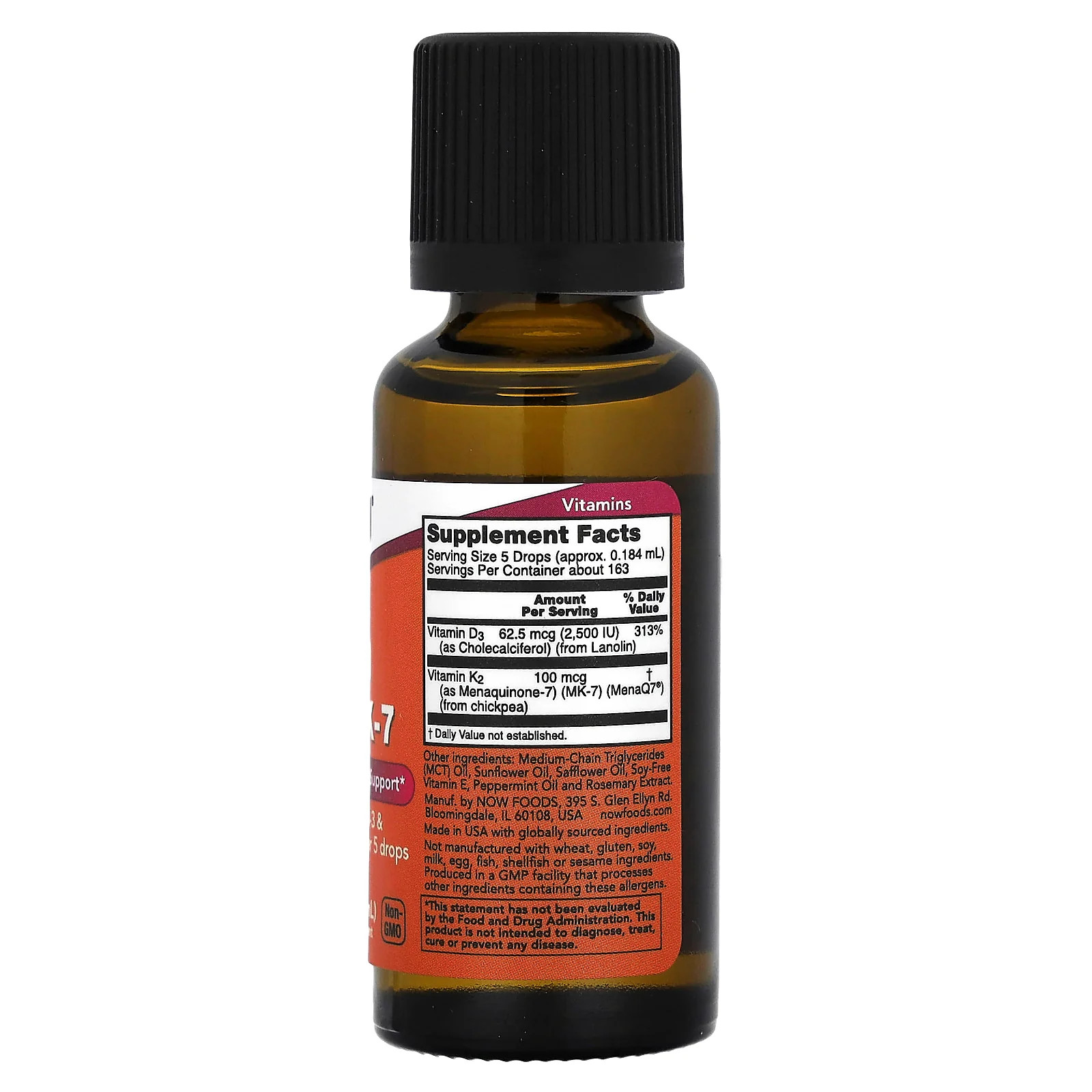 2 X NOW Foods, Liquid D-3 & MK-7, Mint, 1 fl oz (30 ml)