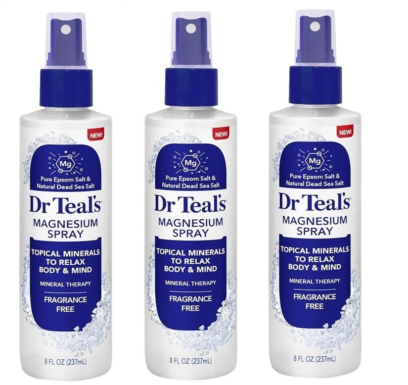BL Dr Teals Magnesium Spray Fragrance Free 8oz each *Three Pack*