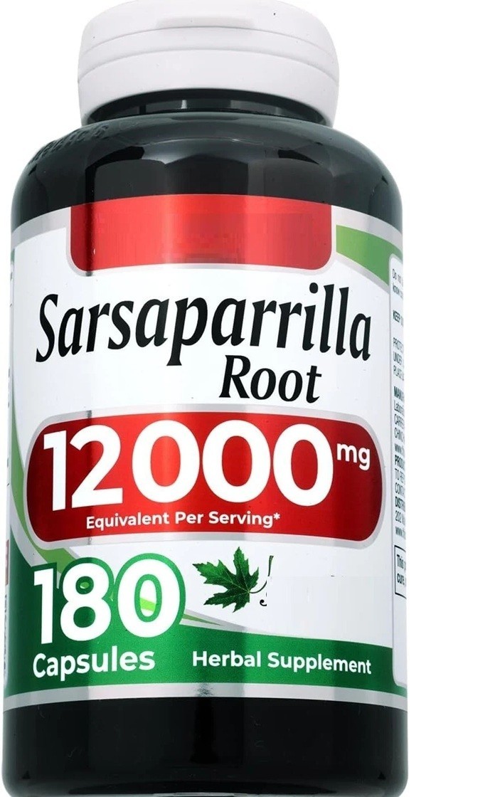 Sarsaparilla Root 12000mg 180Caps -Smilax officinalis No Gluten/Non-GMO/Organic