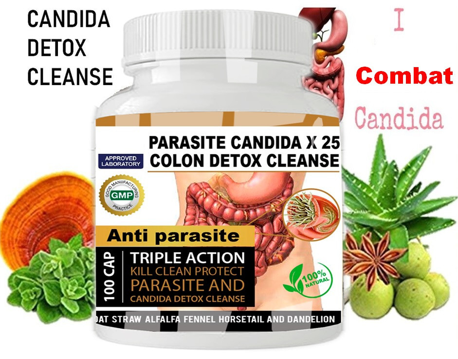 Potent Candida Cleanse support capsules and Detox with Herbs Enzymes Yeast #1