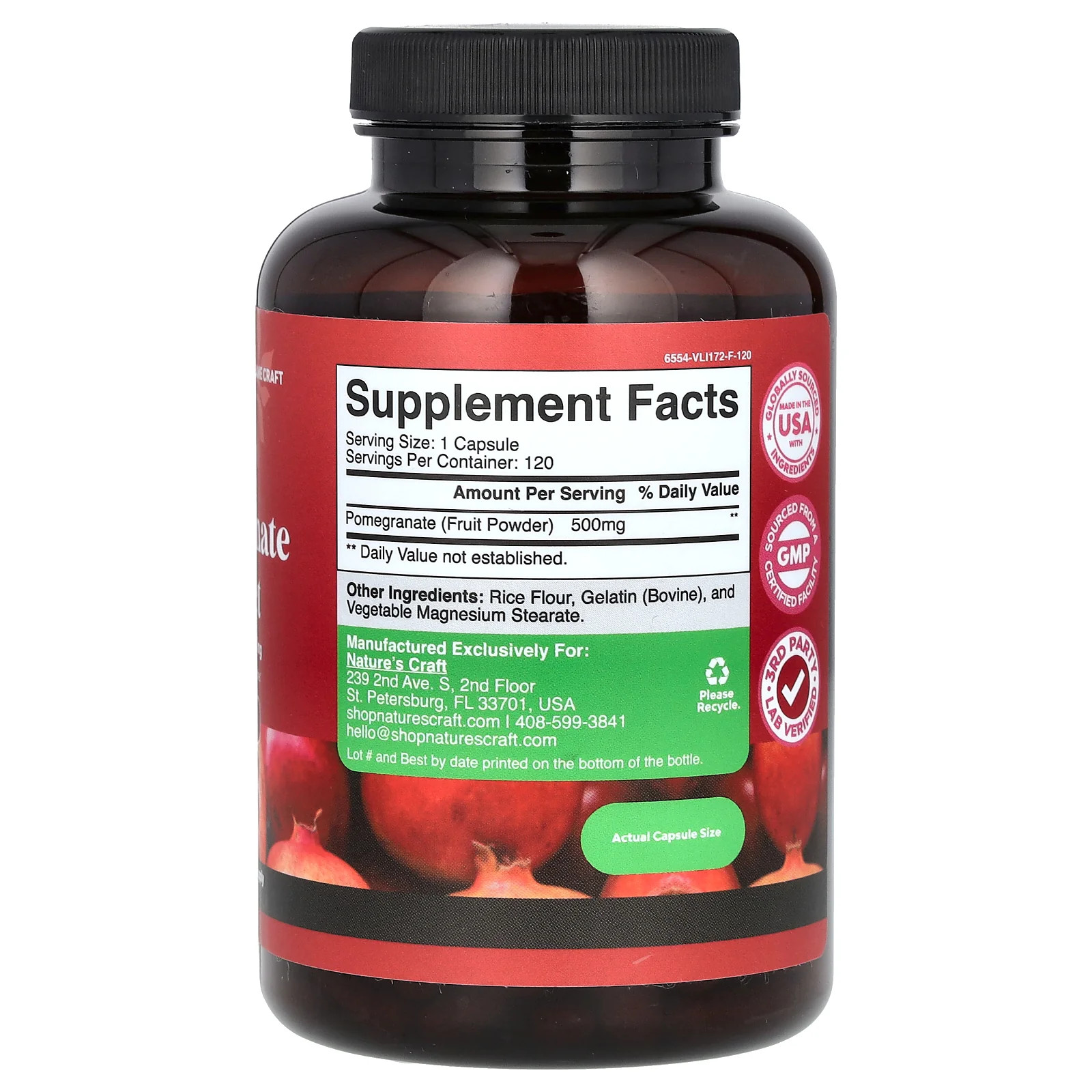 2 X Nature’s Craft, Pomegranate Extract , 500 mg , 120 Capsules