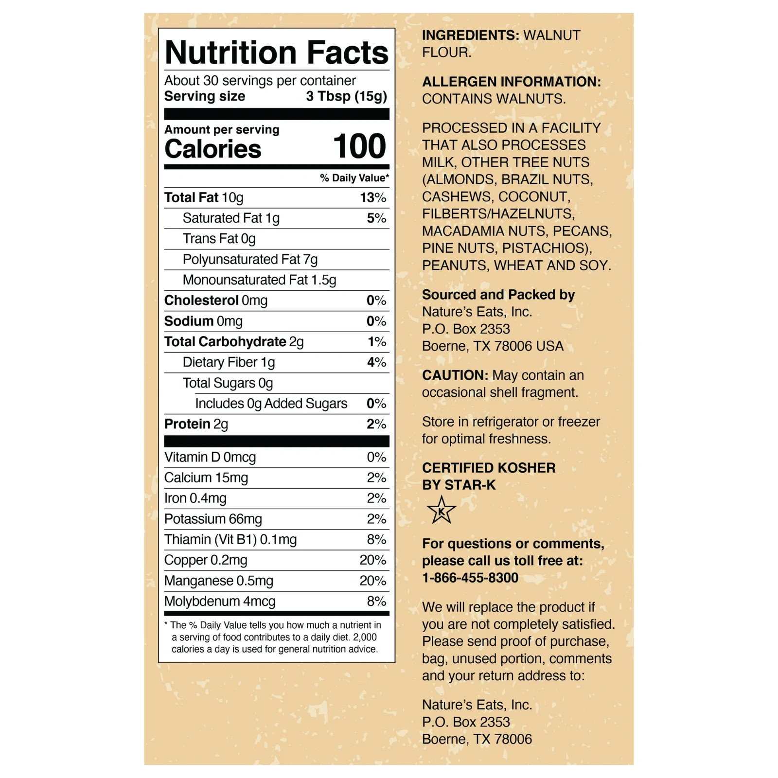 Nature’s Eats Finely Ground 100% Walnut Flour – Gluten-Free, Great Baking, 16 OZ
