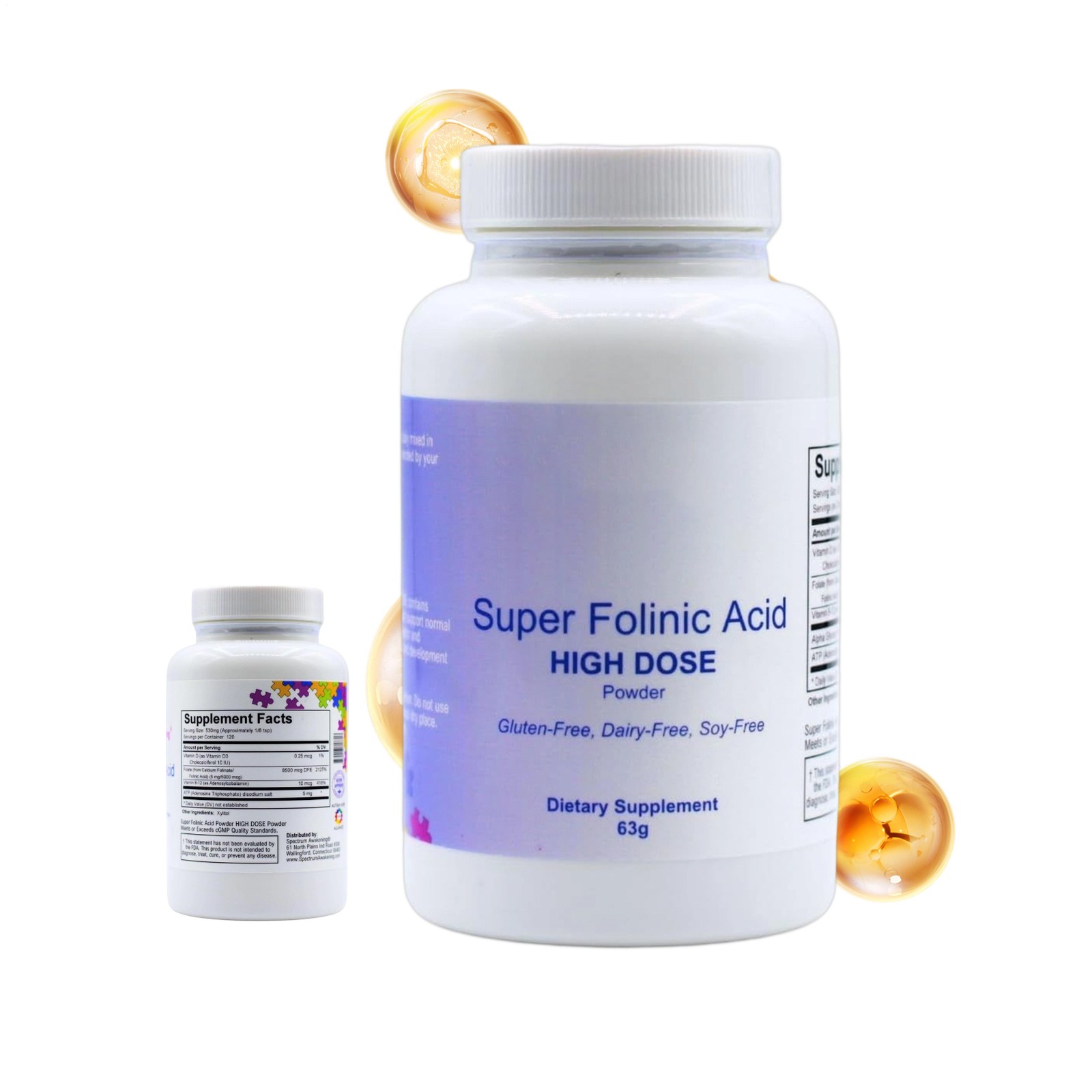1x High Dose Super Folinic Acid Powder, Gluten Dairy Soy Free Pure Dietary US