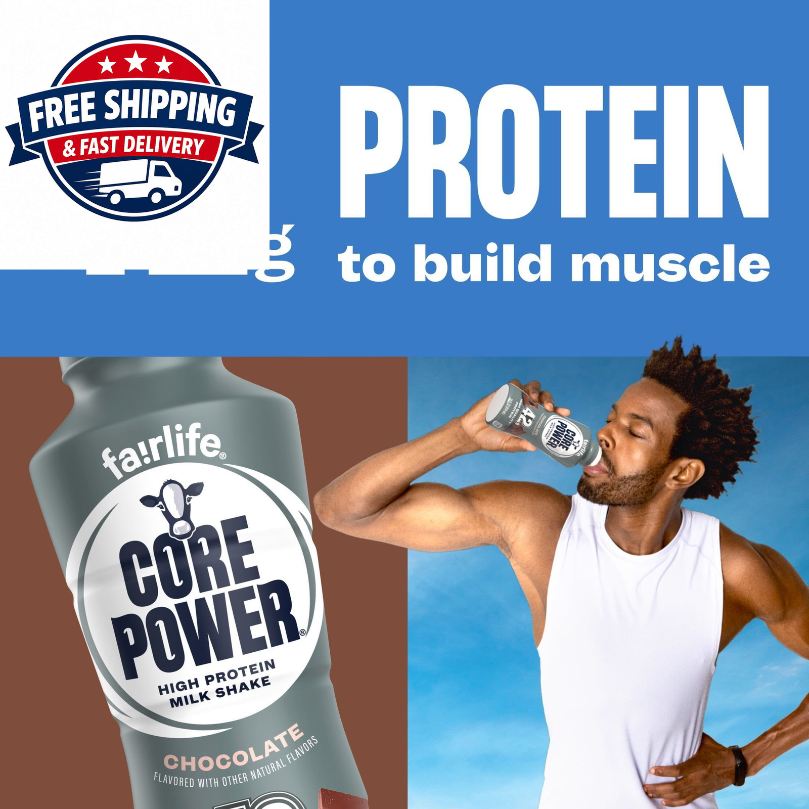 Core Power High Protein Shake, Chocolate, 42g Bottle, 14oz, 12 Pack