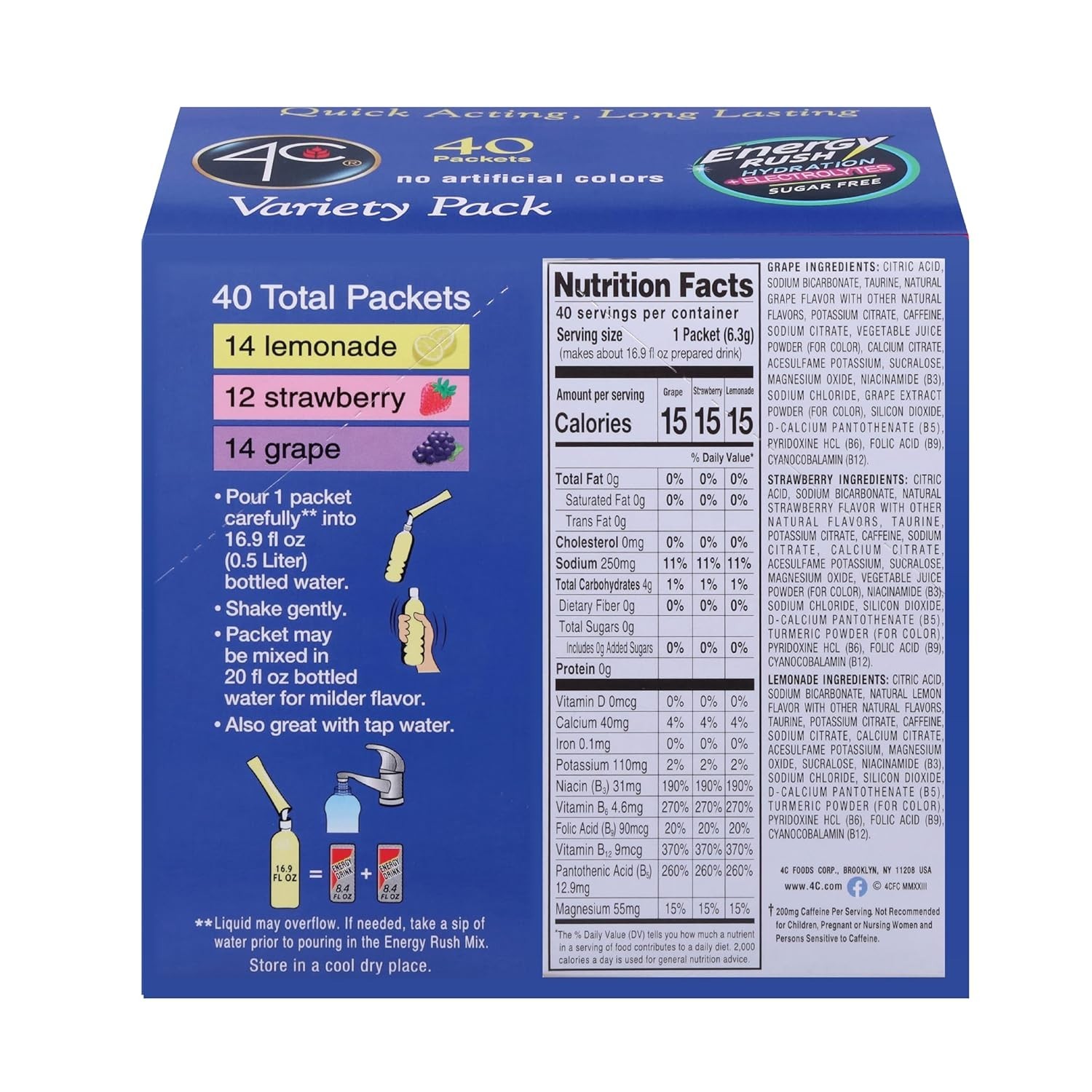 Hydration Variety Pack: 40 Energy Rush Stix with Electrolytes for All-Day Energy