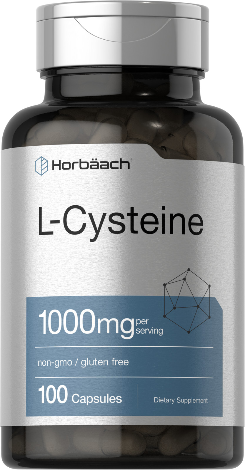 L Cysteine 1000mg | 100 Capsules | Non-GMO, Gluten Free Supplement | by Horbaach