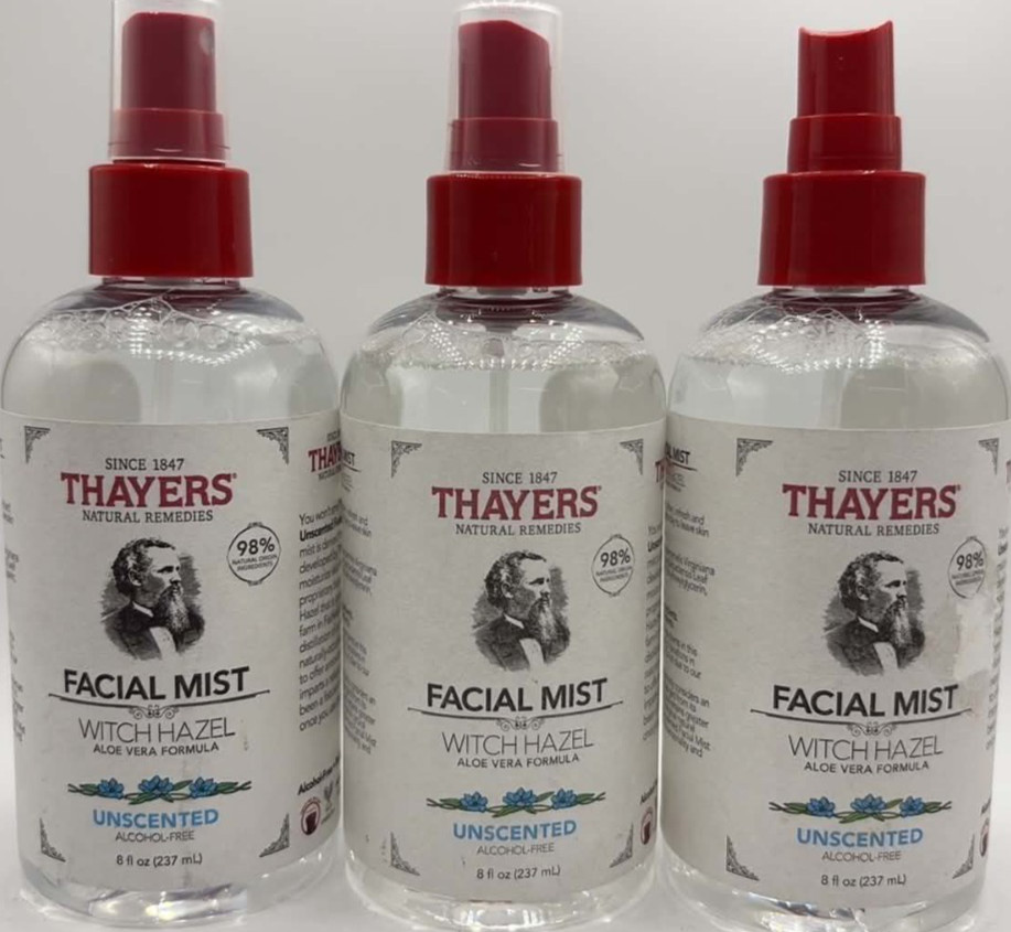 3PK Thayers Facial Mist Witch Hazel With Aloe Vera ~ 8 FL OZ EA~ Unscented ~READ
