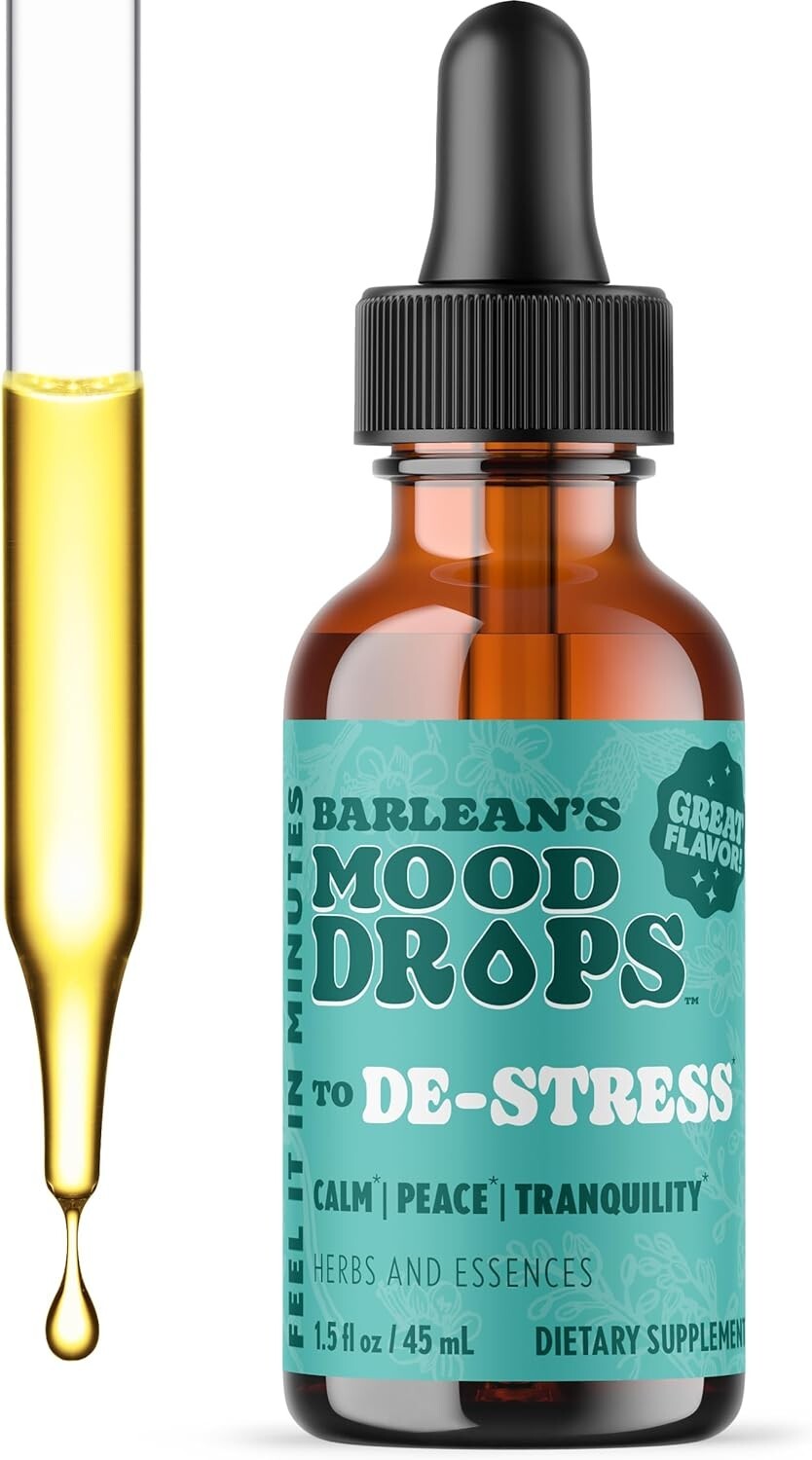 Barlean’s Mood Drops De-Stress 1.5 fl oz Herbal Passionflower Flower Essences