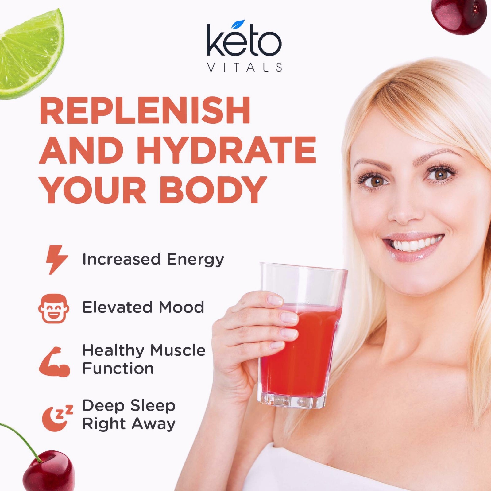 Keto Vitals Electrolyte Powder Cherry Limeade Energy Drink