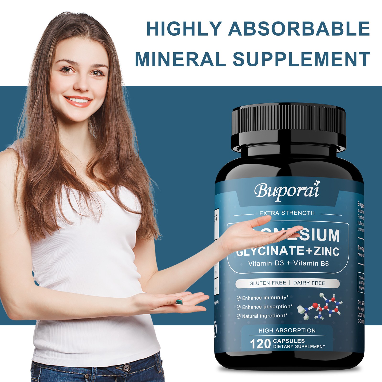 Magnesium Glycine +Zinc 240pcs-Brain and Joint Health,Enhance Cognitive Function