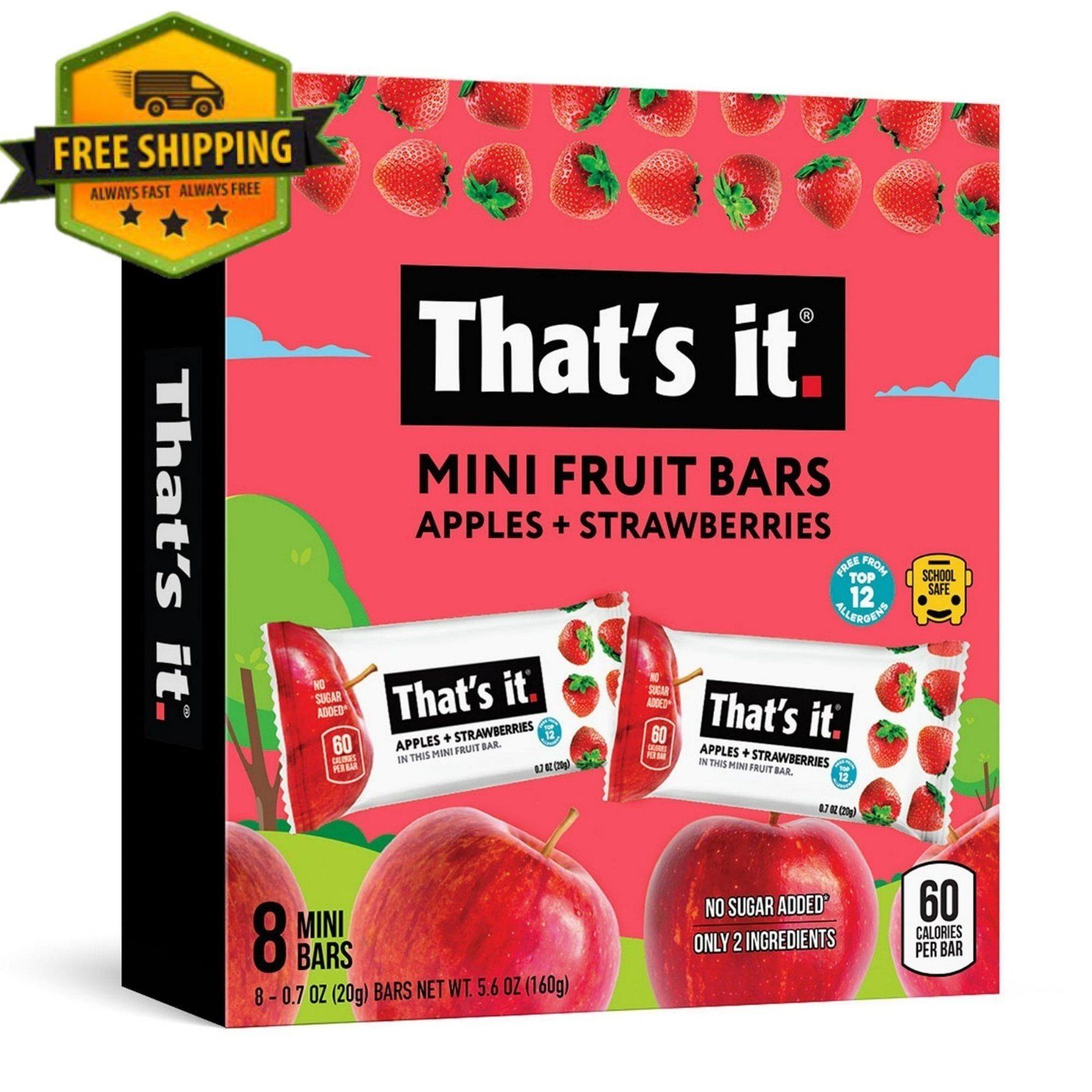 That’s It Apple Strawberry Fruit Bars Gluten Free 8ct 0.7oz, 8 Count