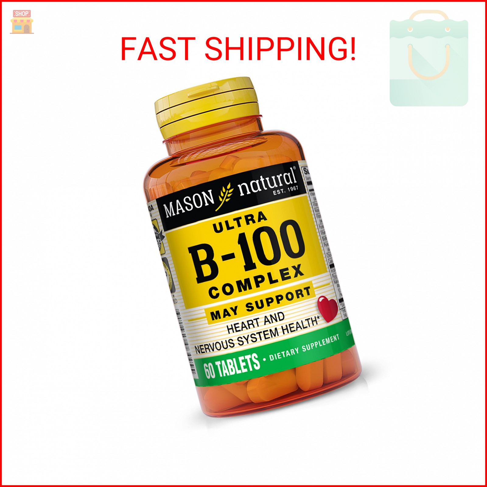 MASON NATURAL Ultra B,100 Complex, 100,Day Supply, for Normal Immune Support and