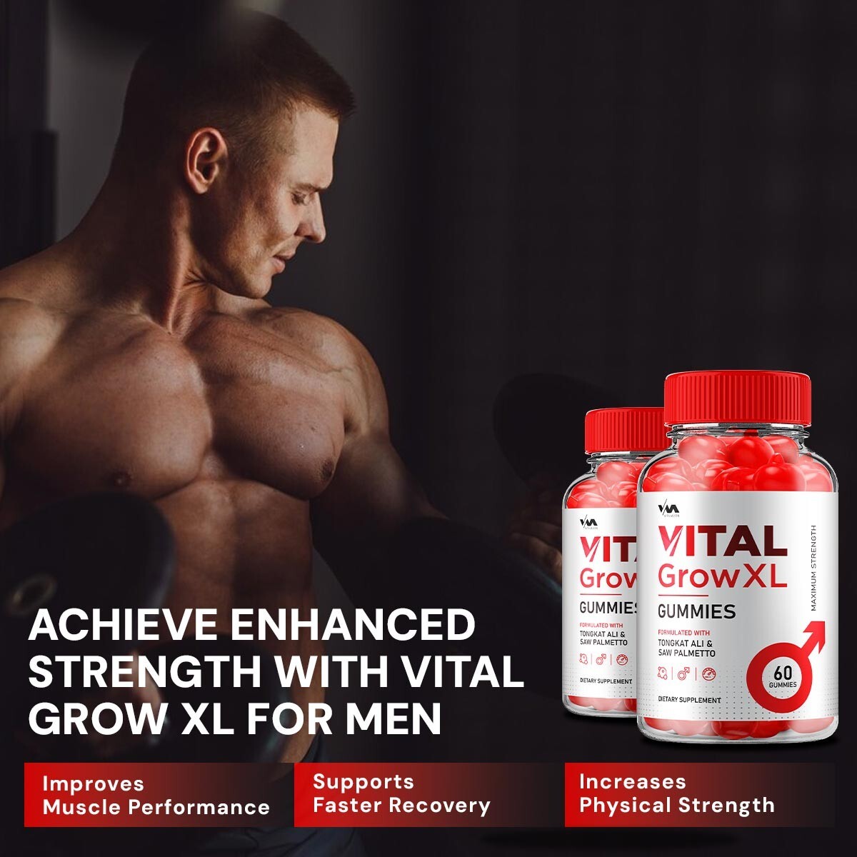 (1 Pack) Vital Grow XL Gummies for Men – VitalGrowXL Maximum Performance, 60…