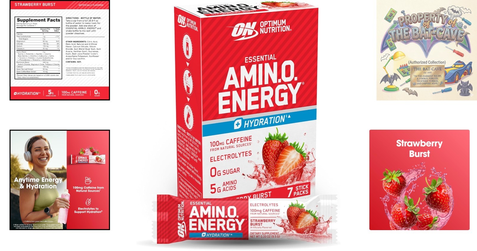 7 Stick Packs of Essential Amino Energy + Electrolytes – Strawberry Burst Flavor