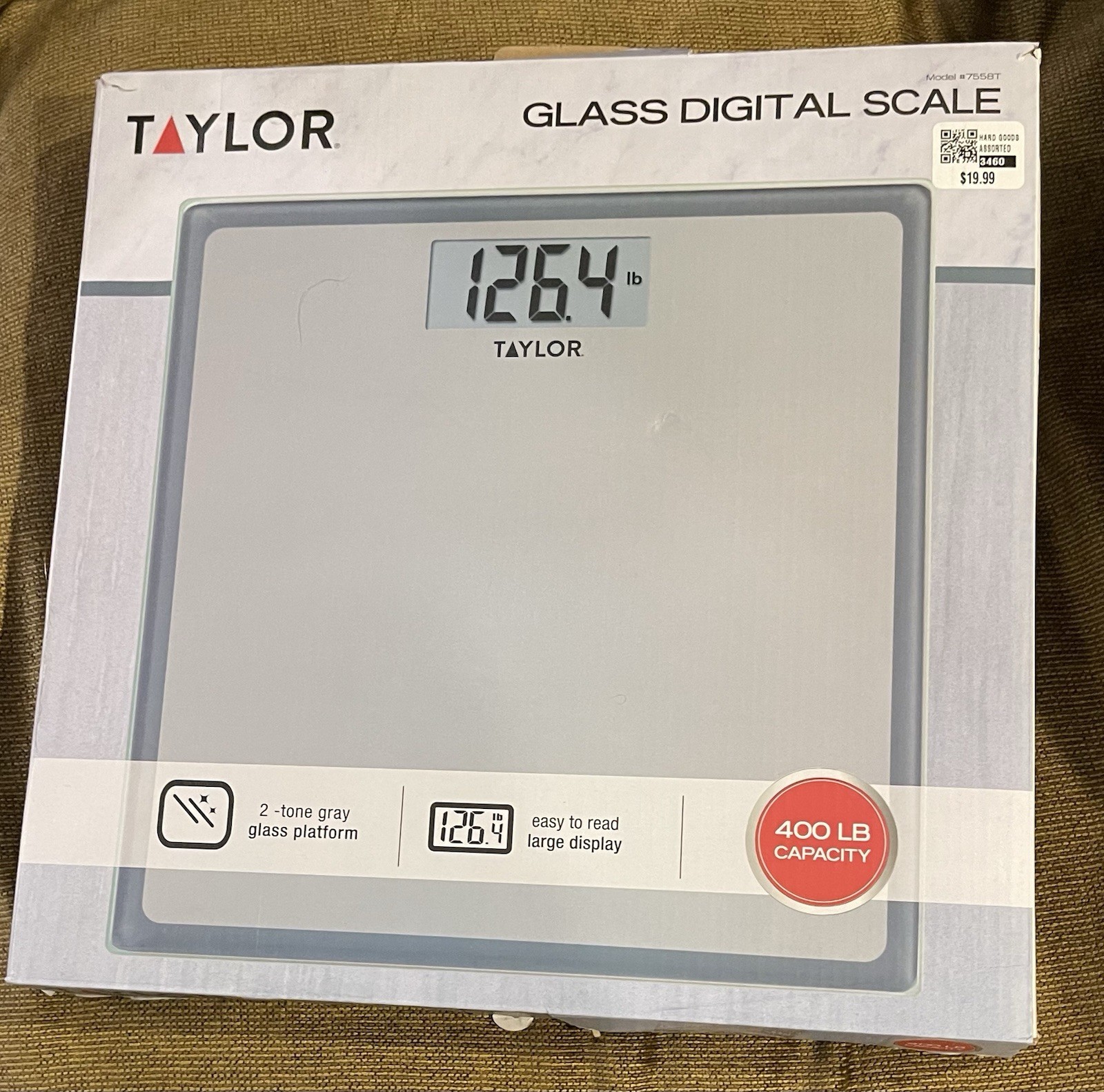 New, Taylor Digital Weight Scale 400lb Weight Limit Taylor #7558, Glass
