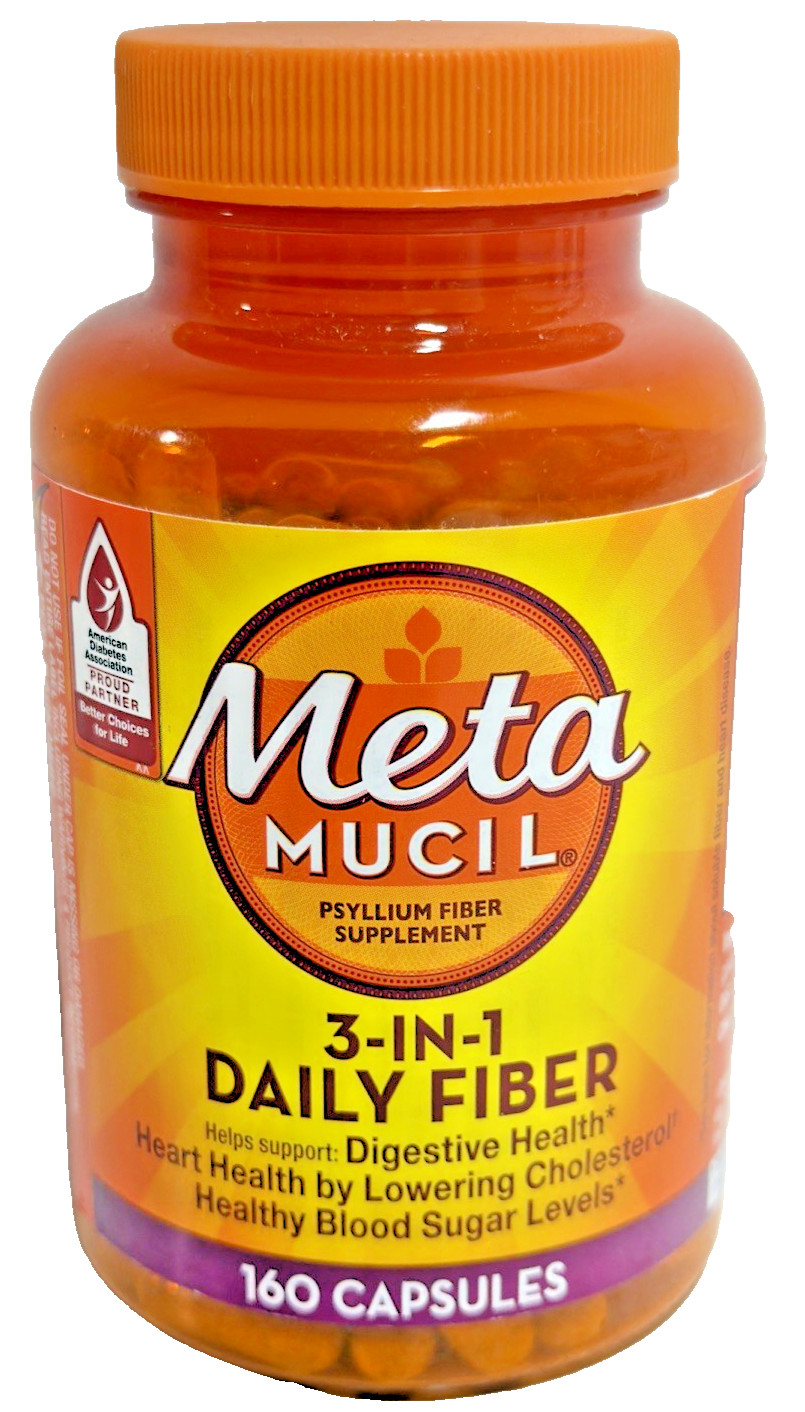 MetaMucil 3-IN-1 Daily Fiber Digestive & Heart Health 160 Tablets Exp. 5/27 or