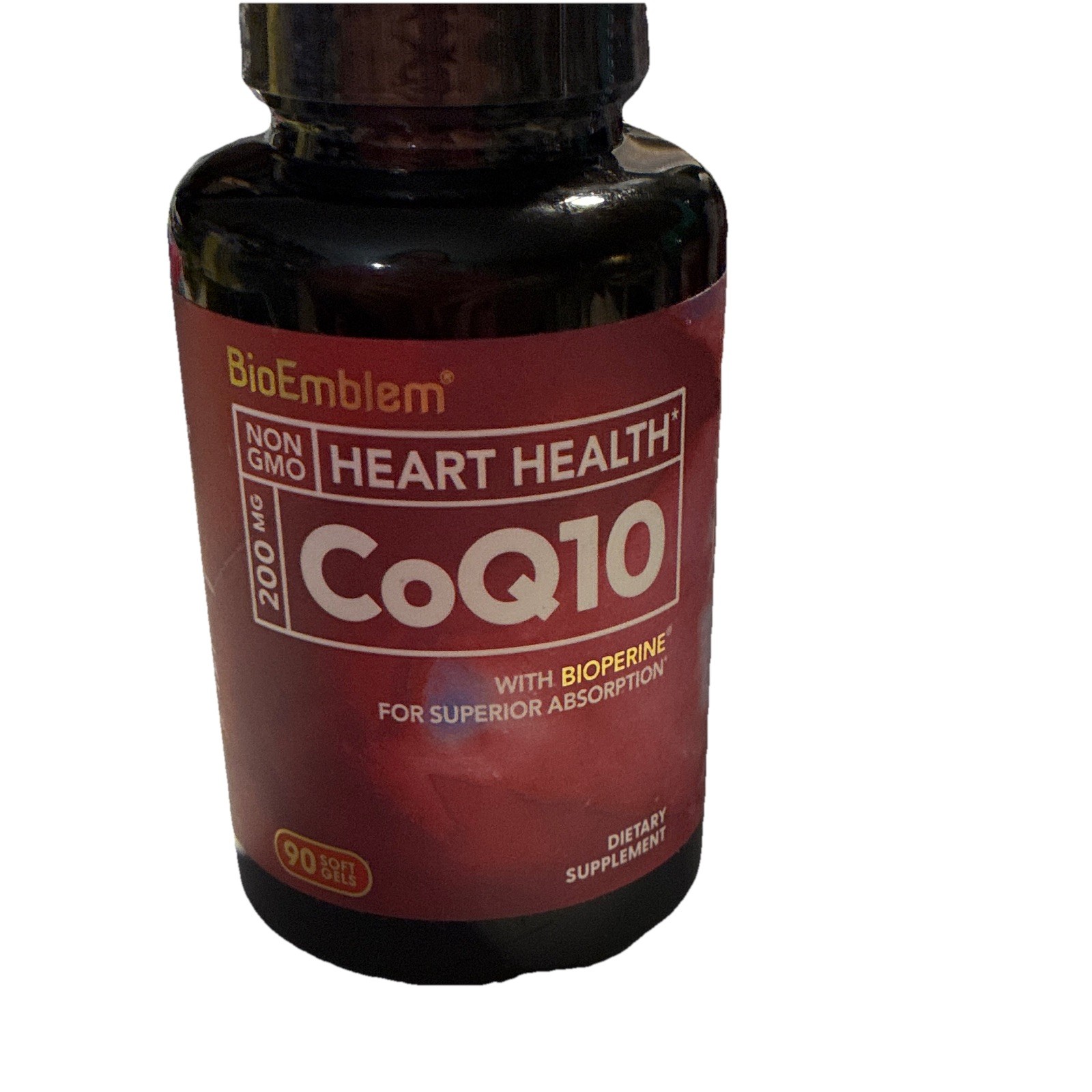 BioEmblem CoQ10 200mg Heart Health + BioPerine 90 Softgels Non-GMO Exp 01/2026