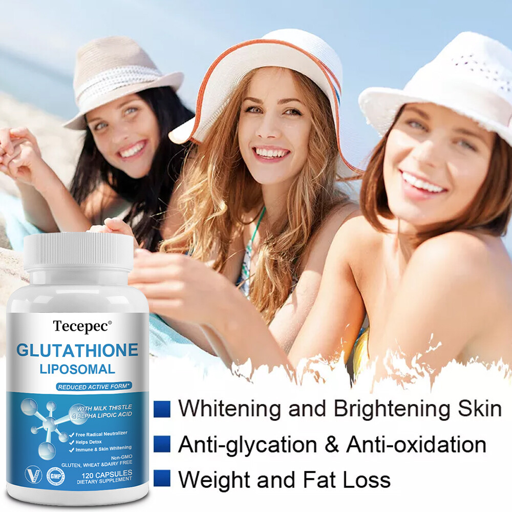 L Glutathione Liposomal Supplement 1000mg Skin Whitening Detox Anti Aging 120 CT