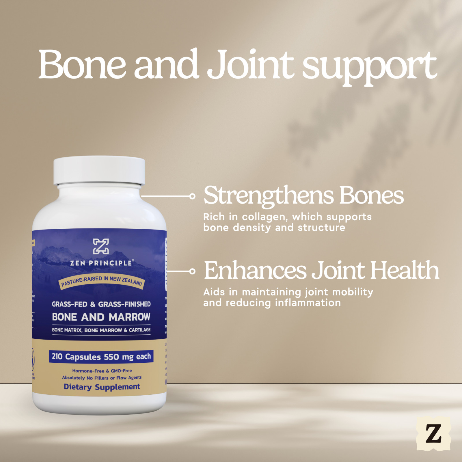 Grass Fed Beef Bone Marrow Supplement, 3300mg. 210 Capsules.