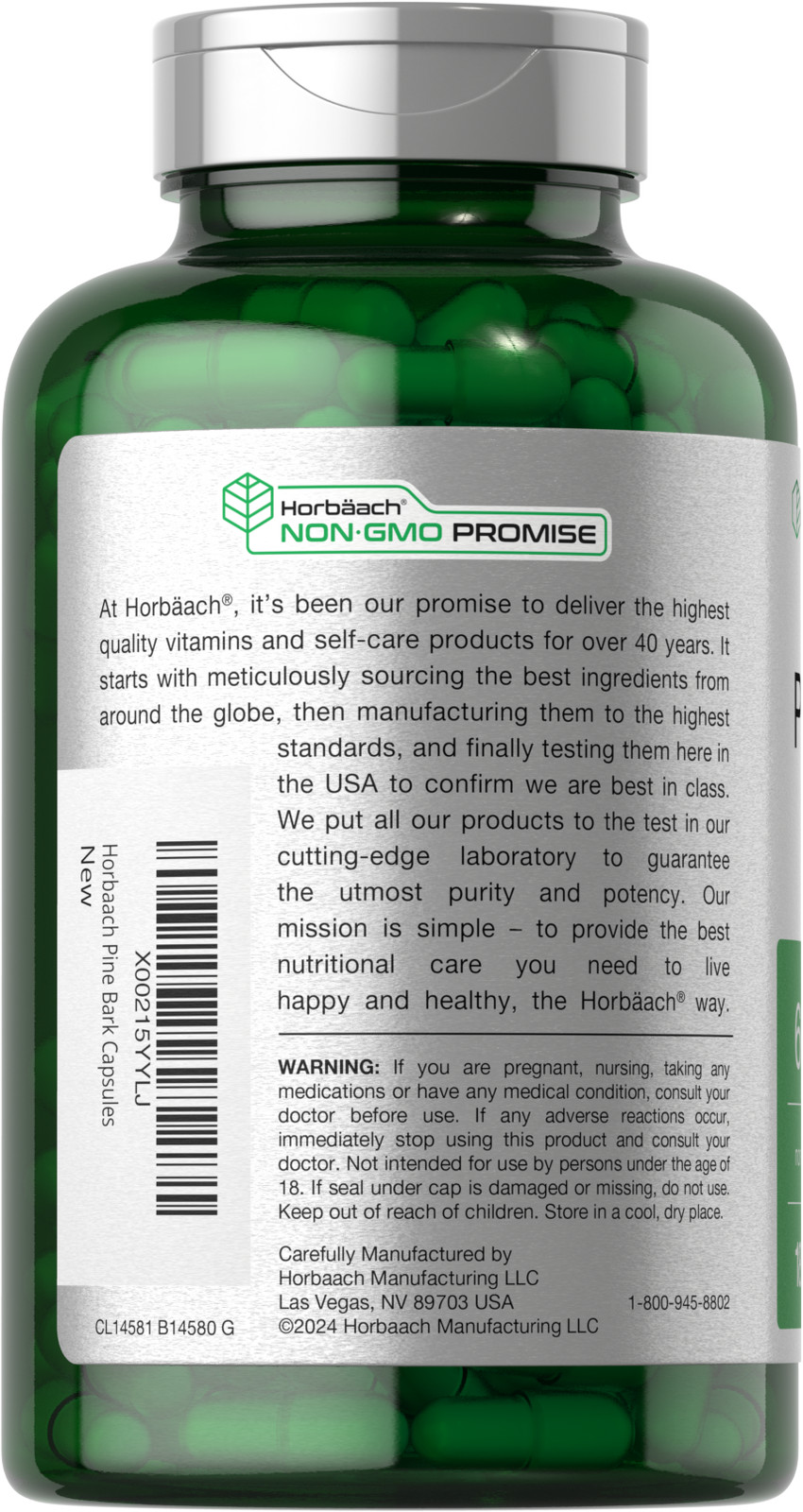 Horbaach Pine Bark Extract 6000 mg | 180 Capsules | Non-GMO, Gluten Free