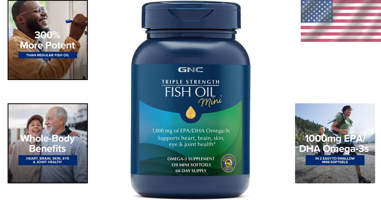 1000mg EPA & DHA Fish Oil Mini Softgels, Supports Heart, Brain & Joint Health