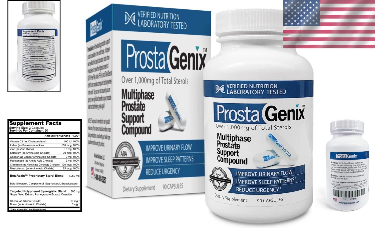 Prostate Support Capsule Natural Beta-sitosterol Gluten-Free Urinary Relief