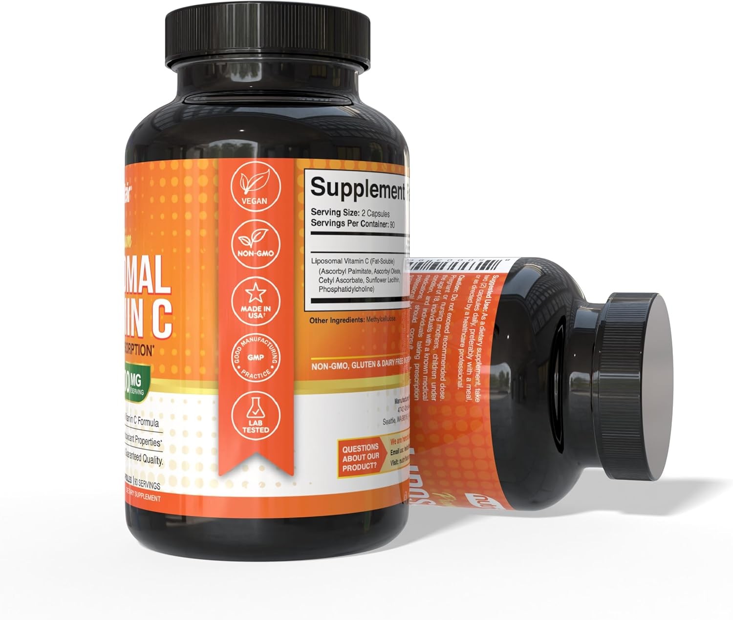 NutriFlair Liposomal Vitamin C 1700mg, 180 Capsules – High Absorption, Fat Solub