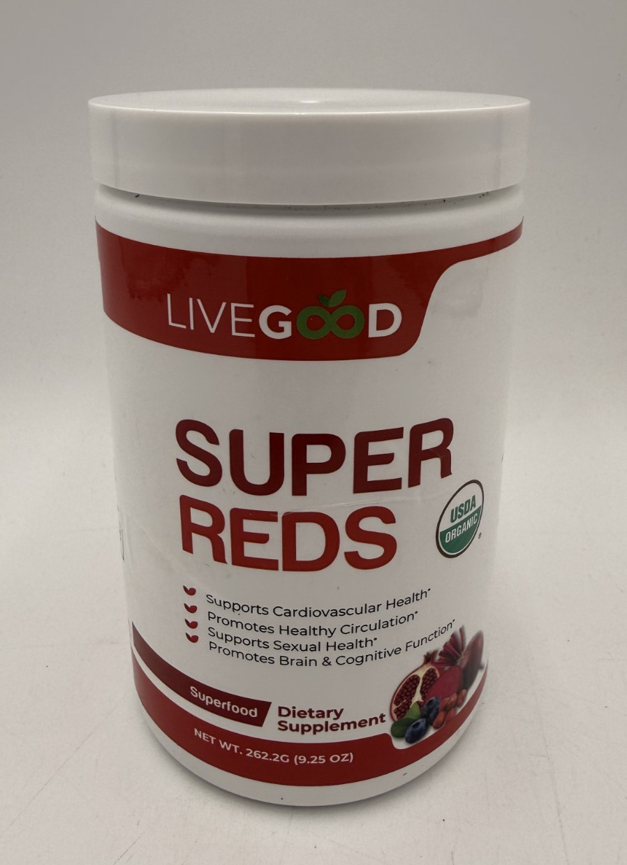 LiveGood Organic Super Reds Cardiovascular Power Supplement, 9.25oz, EXP: 2028