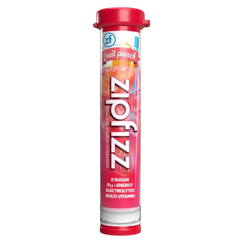 Zipfizz Multi-Vitamin Energy Hydration Drink Mix, 30 Tubes, FRUIT PUNCH