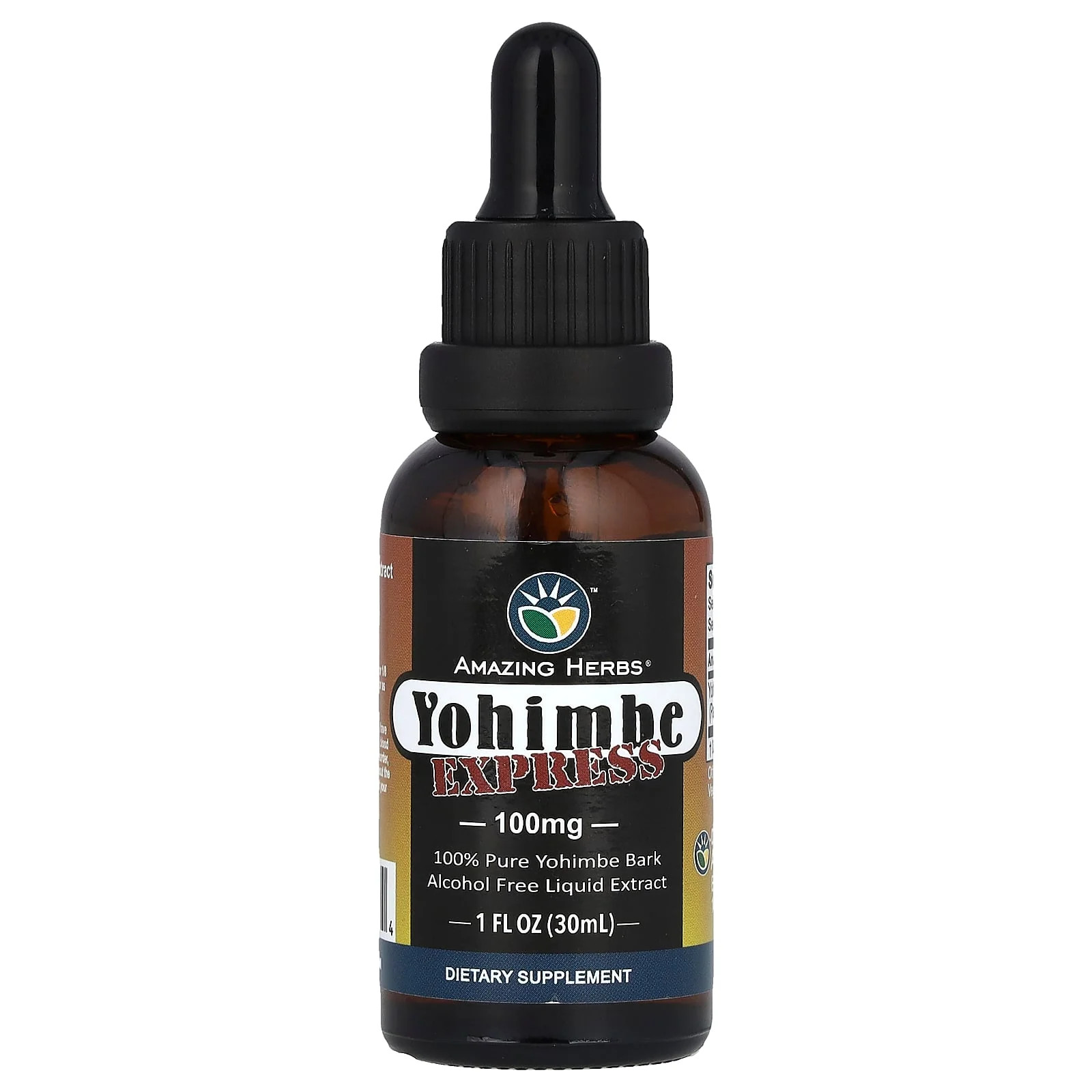 2 X Amazing Herbs, Yohimbe Express Liquid Extract, Alcohol Free, 100 mg, 1 fl o